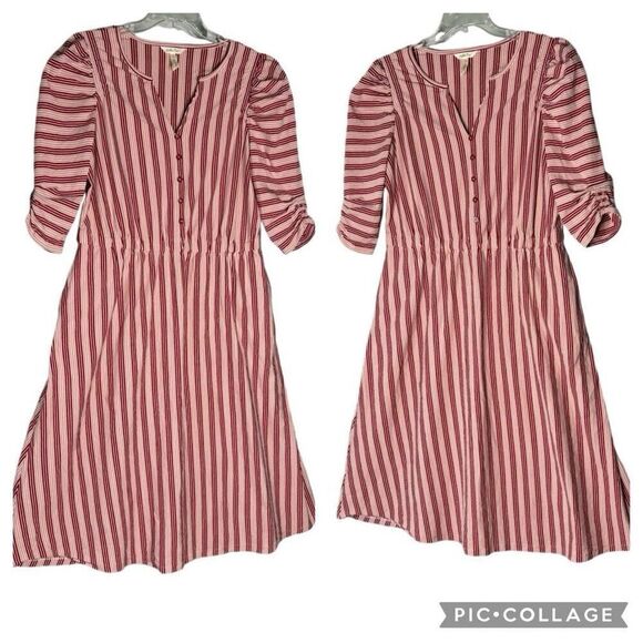 Matilda Jane pink Red White Striped Pullover V Neck Button Front Dress Size L - Picture 4 of 8